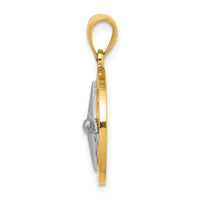 14K Nautical Compass w/White Gold Needle Charm-K9019