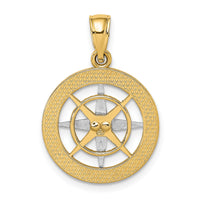 14K Nautical Compass w/White Gold Needle Charm-K9019