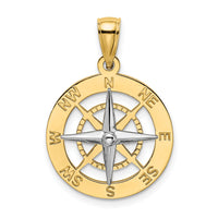 14K Nautical Compass w/White Gold Needle Charm-K9019