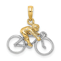 14K Two-Tone 3-D Bicycle With Rider Charm-K9020