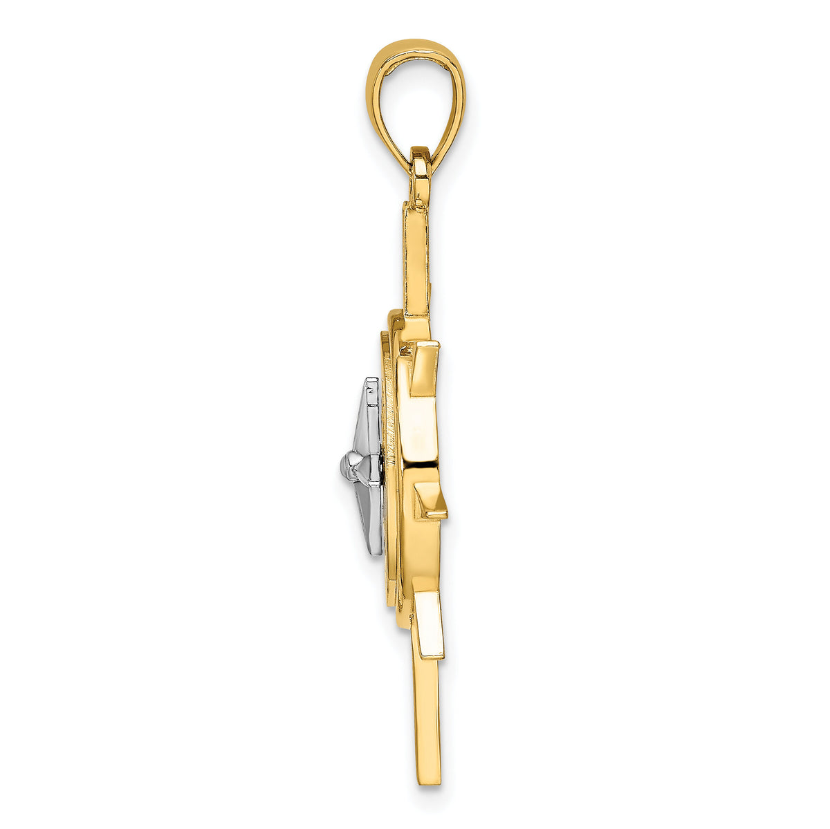 14K Two-Tone Star w/ Nautical Compass Charm-K9022