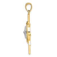 14K Two-Tone Star w/ Nautical Compass Charm-K9022