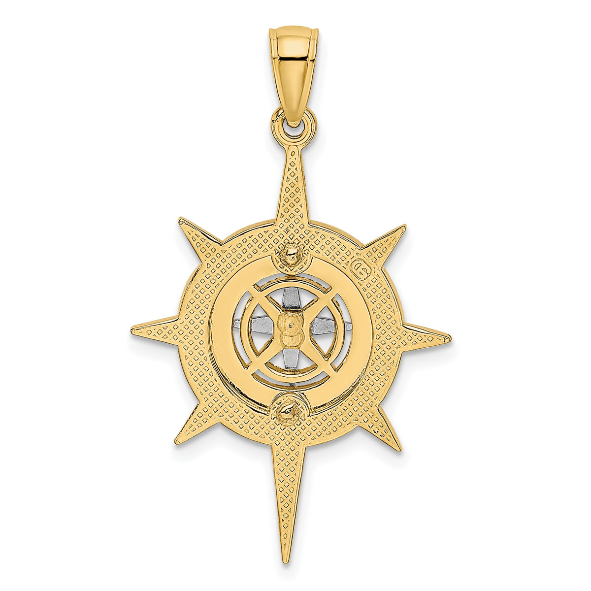 14K Two-Tone Star w/ Nautical Compass Charm-K9022
