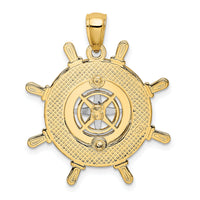 14K Two-tone Ship's Wheel w/ Nautical Compass Charm-K9023