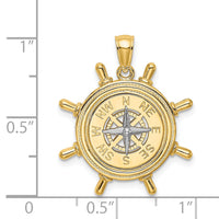 14K Two-tone Ship's Wheel w/ Nautical Compass Charm-K9023