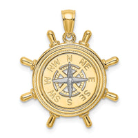 14K Two-tone Ship's Wheel w/ Nautical Compass Charm-K9023