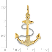 14K Two-tone 3-D Small Anchor w/Rope and Shackle Bail Charm-K9029