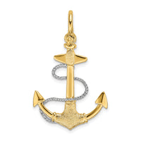 14K Two-tone 3-D Small Anchor w/Rope and Shackle Bail Charm-K9029