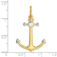 14K w/Rhodium 3-D Anchor w/Shackle Bail Charm-K9030