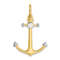 14K w/Rhodium 3-D Anchor w/Shackle Bail Charm-K9030