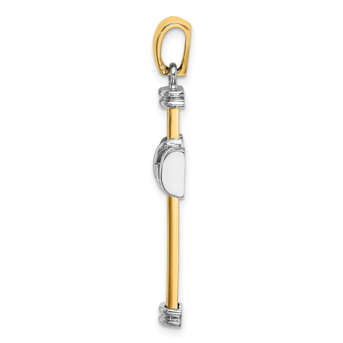 14K Two-tone Polished Cross Charm-K9033