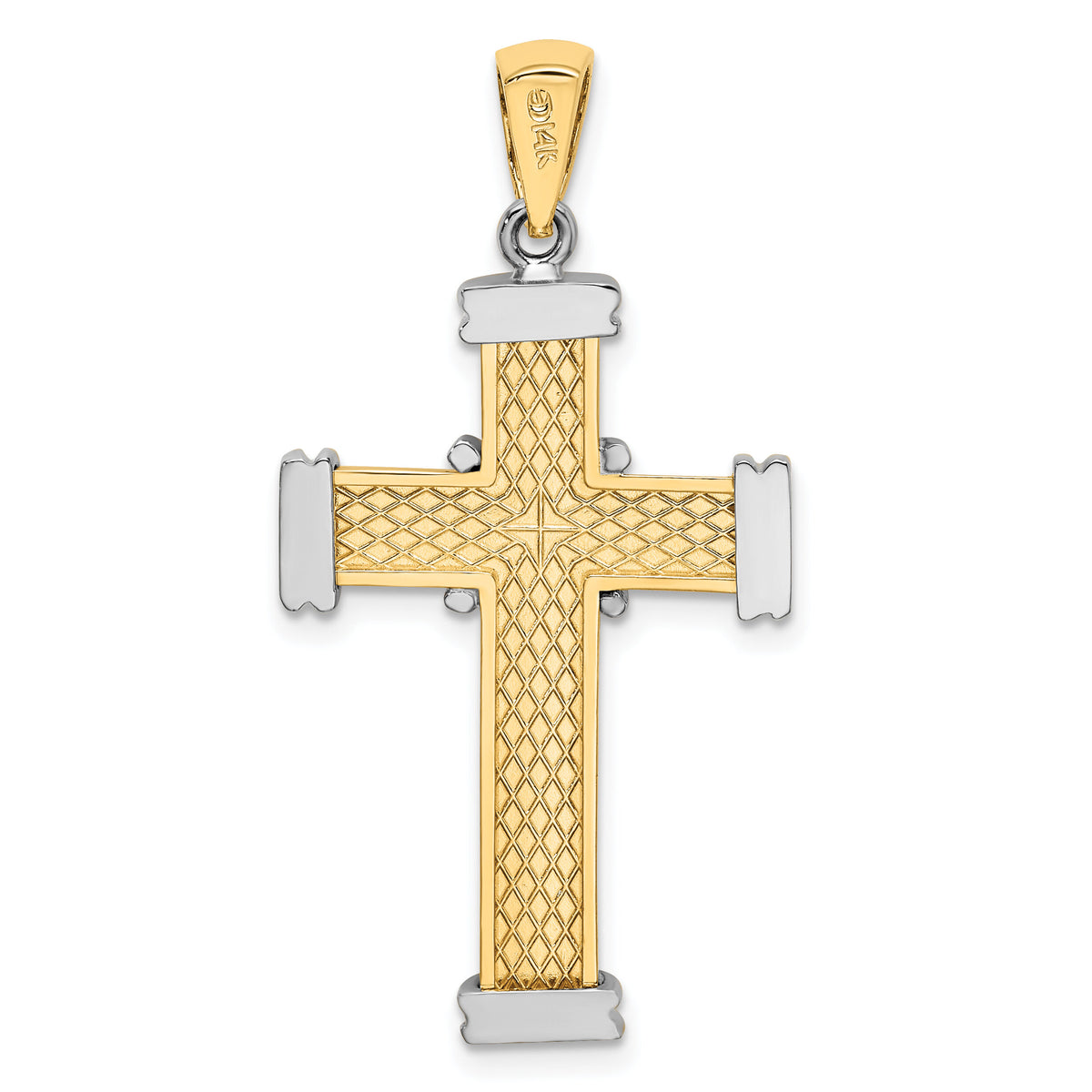 14K Two-tone Polished Cross Charm-K9033