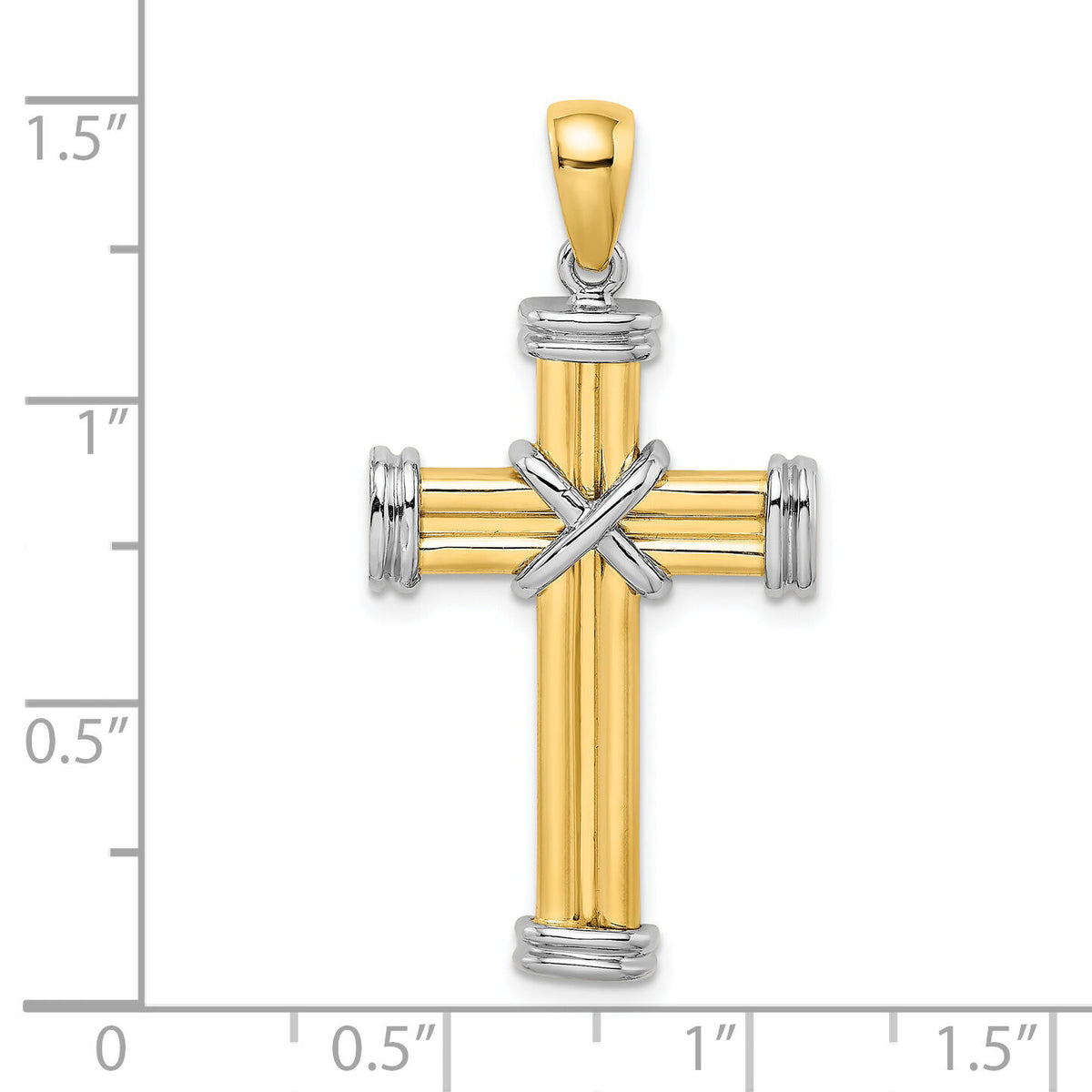 14K Two-tone Polished Cross Charm-K9033