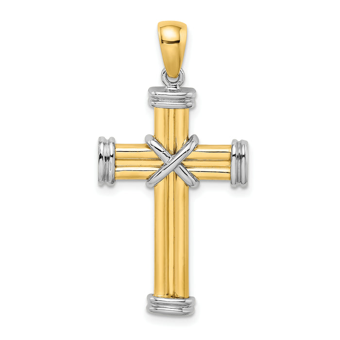 14K Two-tone Polished Cross Charm-K9033
