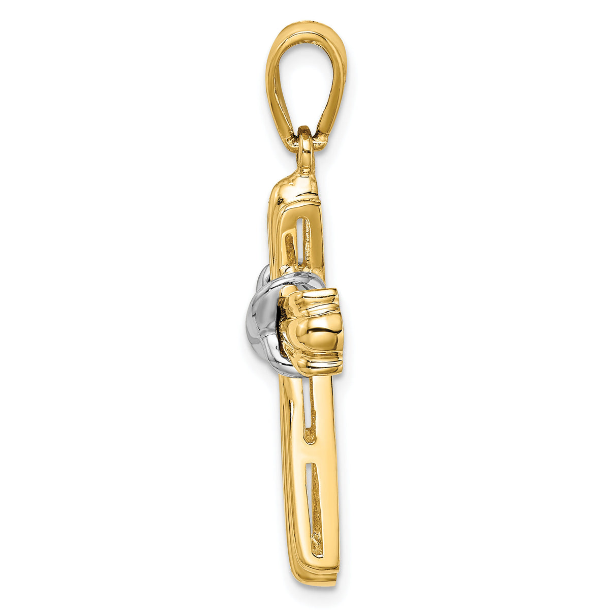 14K Two-Tone Polished Cross X Center Design Charm-K9034