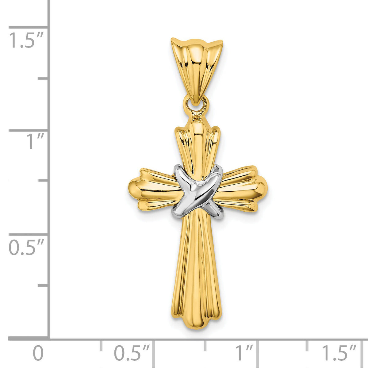 14K Two-Tone Polished Cross X Center Design Charm-K9034