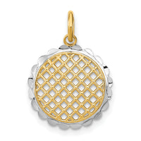 14K w/Rhodium D/C Sunflower Pendant Charm-K9035