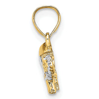 14k w/ Rhodium Small Elephant Charm-K9036