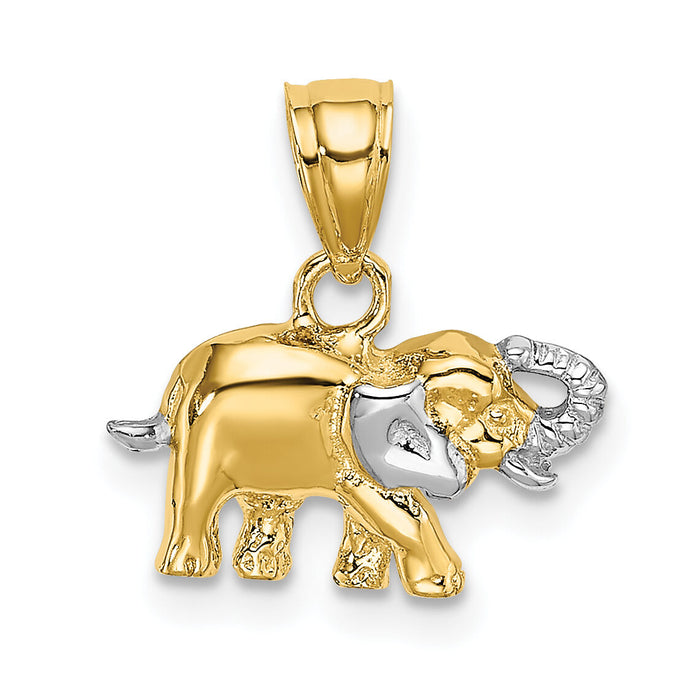 14k w/ Rhodium Small Elephant Charm-K9036