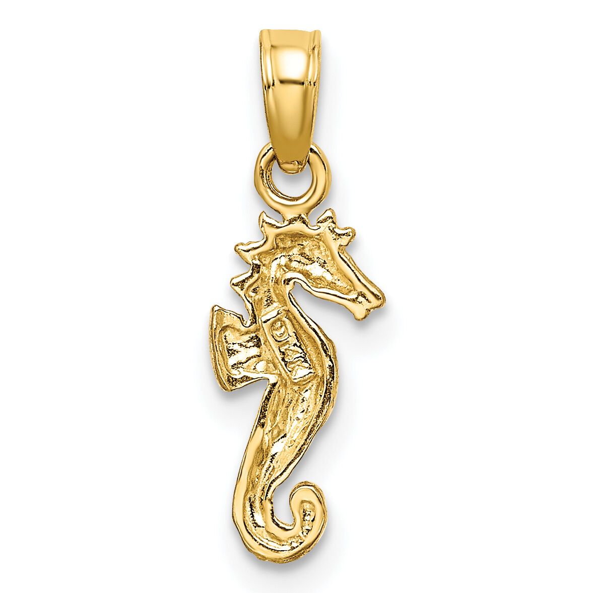 14K with White Rhodium Seahorse Charm-K9037