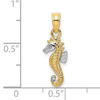 14K with White Rhodium Seahorse Charm-K9037