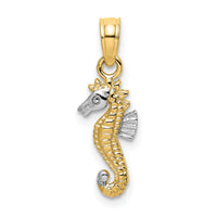 14K with White Rhodium Seahorse Charm-K9037