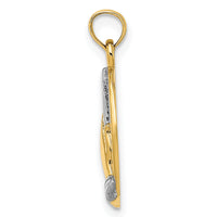 14K W/ Rhodium Praying Hands and Cross Charm-K9038