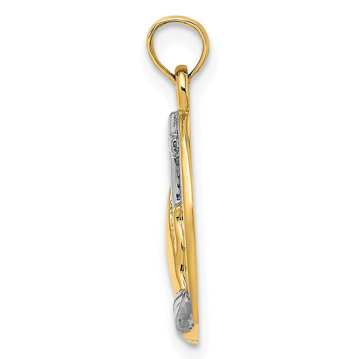 14K W/ Rhodium Praying Hands and Cross Charm-K9038
