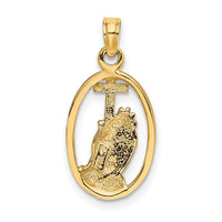 14K W/ Rhodium Praying Hands and Cross Charm-K9038