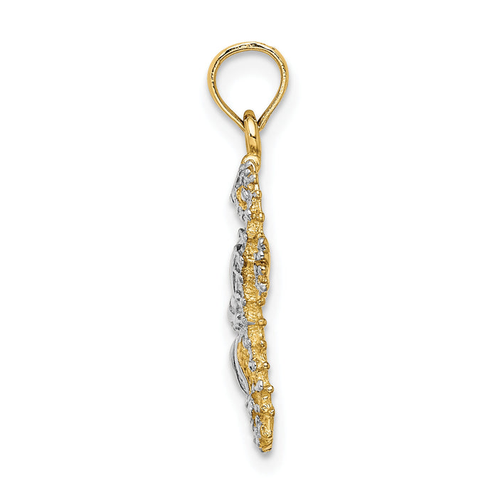 14K with White Rhodium Starfish and Seahorse Charm-K9039