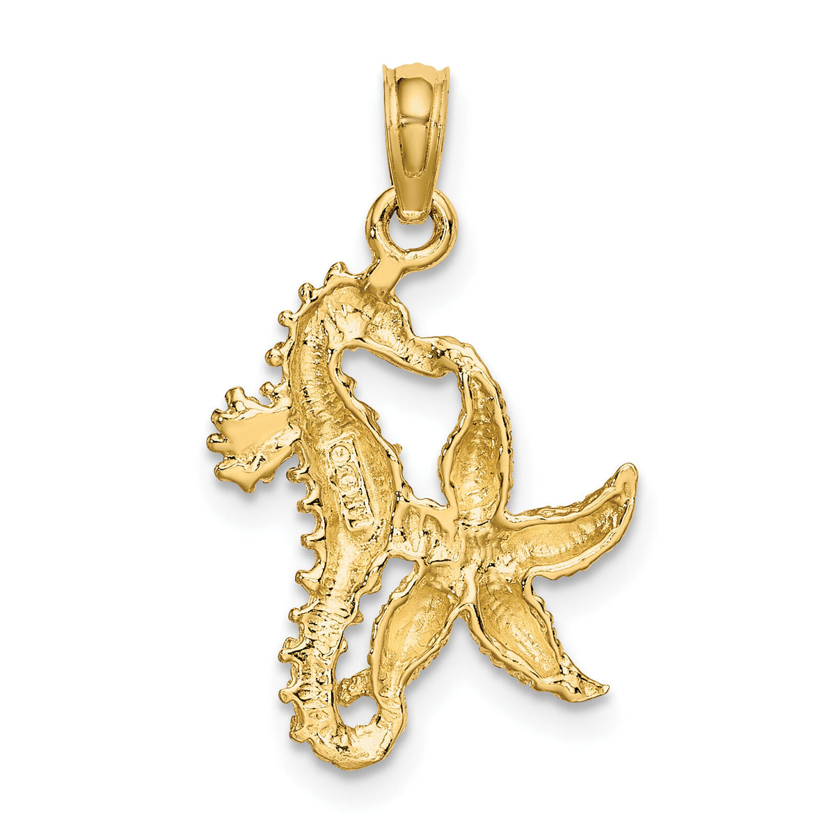 14K with White Rhodium Starfish and Seahorse Charm-K9039