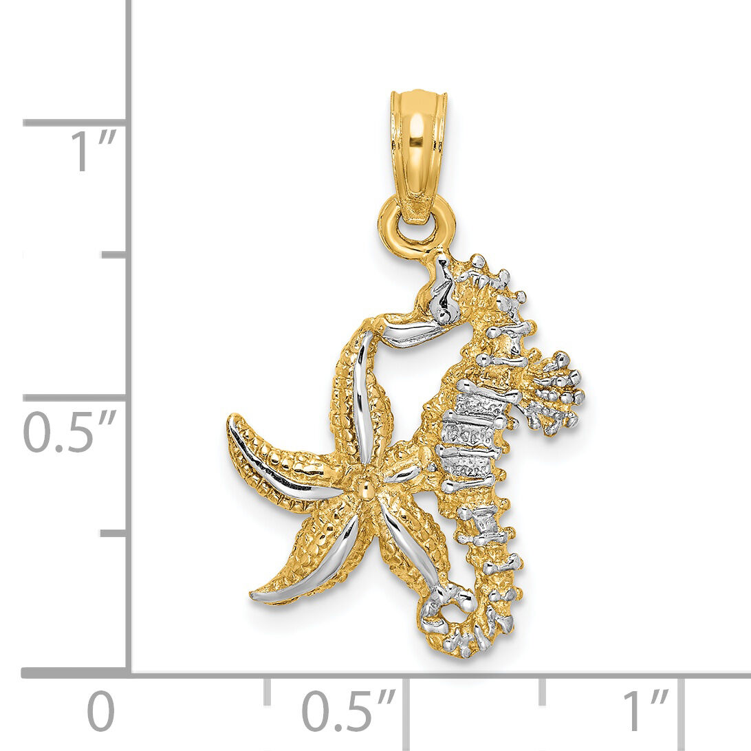 14K with White Rhodium Starfish and Seahorse Charm-K9039