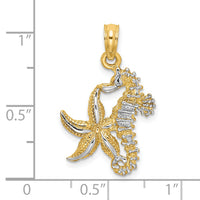 14K with White Rhodium Starfish and Seahorse Charm-K9039