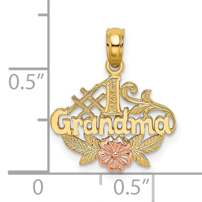 14k Two-Tone #1 GRANDMA w/ Flower Charm-K9044