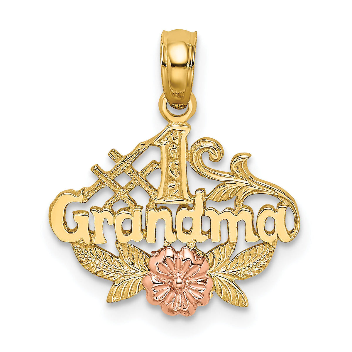 14k Two-Tone #1 GRANDMA w/ Flower Charm-K9044