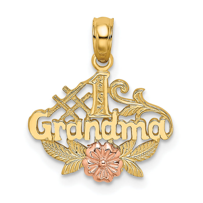 14k Two-Tone #1 GRANDMA w/ Flower Charm-K9044