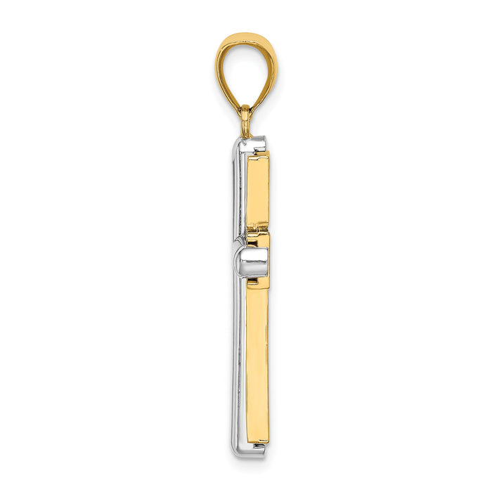 14K Two-tone Beveled Cross Charm-K9049