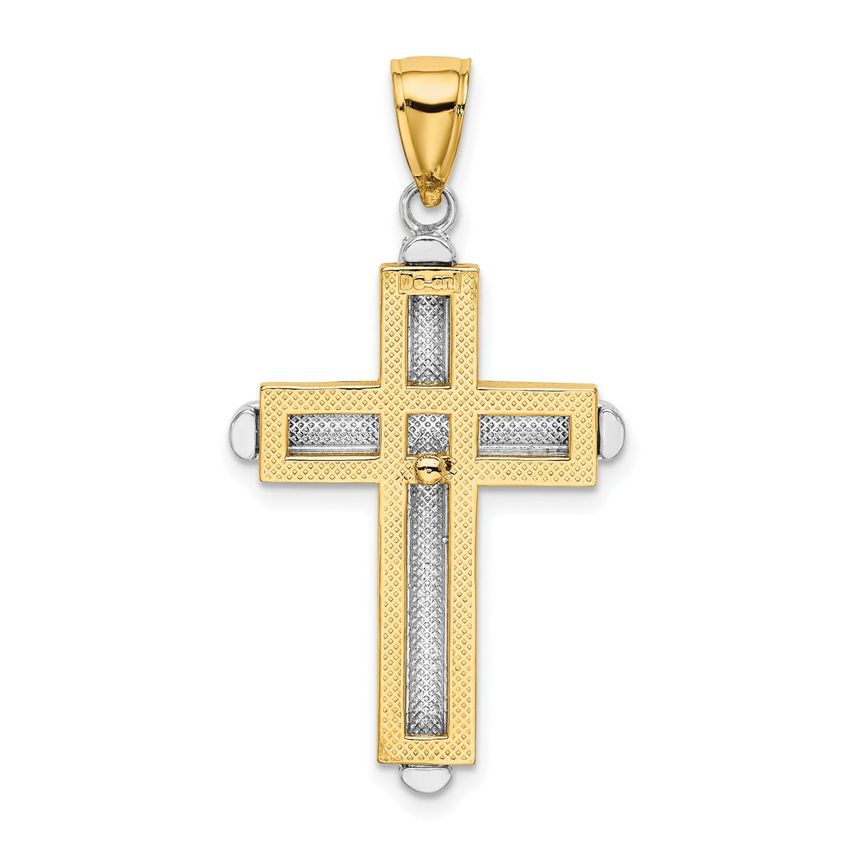 14K Two-tone Beveled Cross Charm-K9049