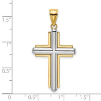 14K Two-tone Beveled Cross Charm-K9049