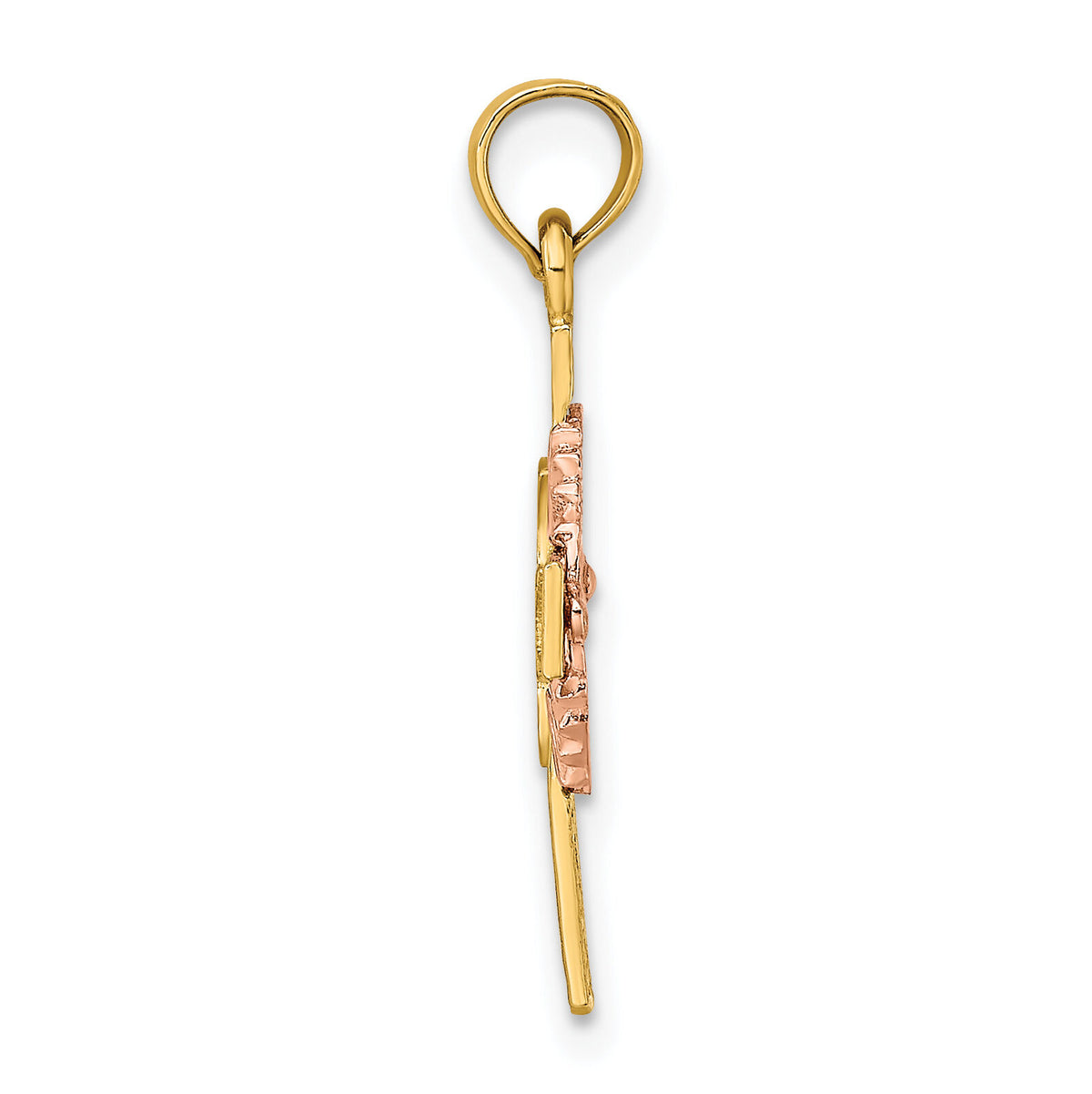 14K Two-Tone Cut-Out Dove On Cross Charm-K9053