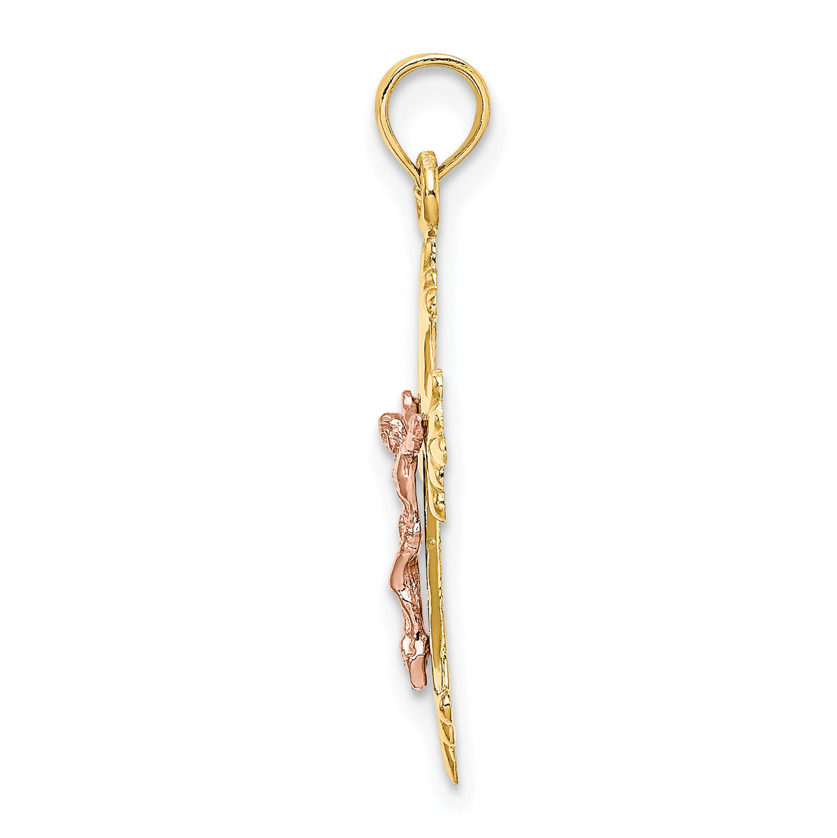 14K Two-Tone Crucifix Charm-K9054