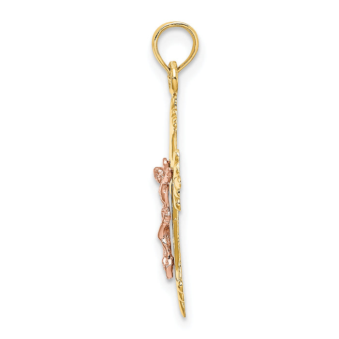 14K Two-Tone Crucifix Charm-K9054