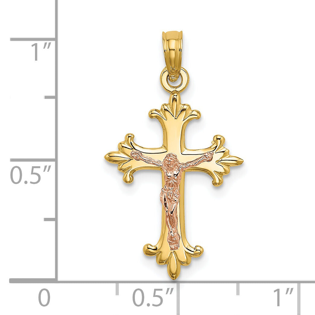14K Two-Tone Crucifix Charm-K9054