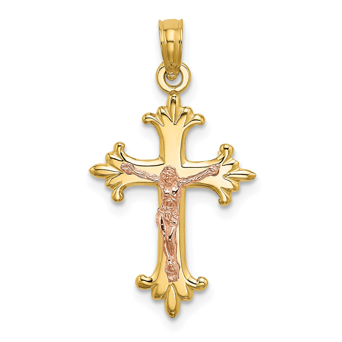 14K Two-Tone Crucifix Charm-K9054