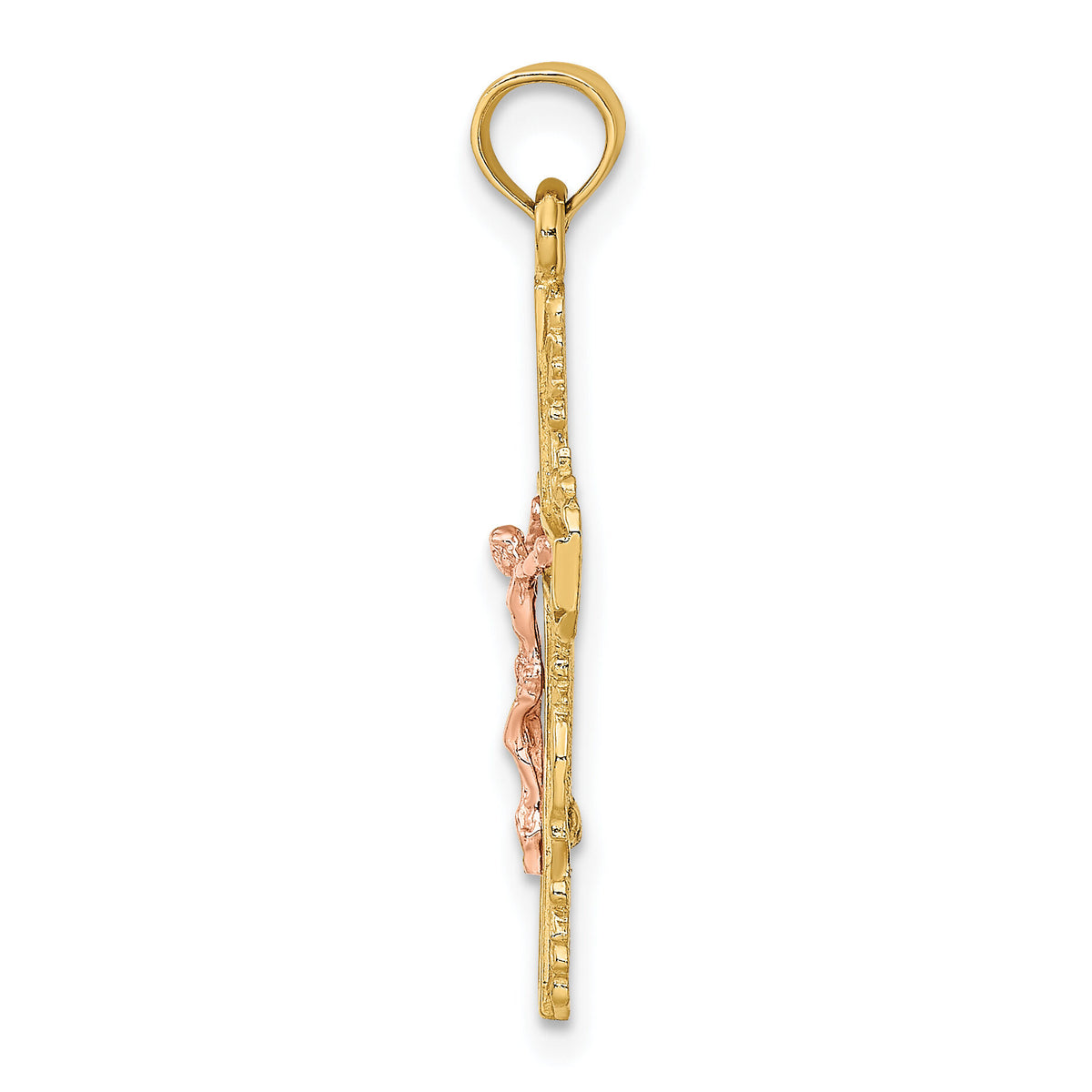 14k Two-Tone w/ Lace Trim Crucifix Charm-K9055
