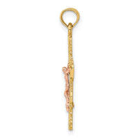 14k Two-Tone w/ Lace Trim Crucifix Charm-K9055