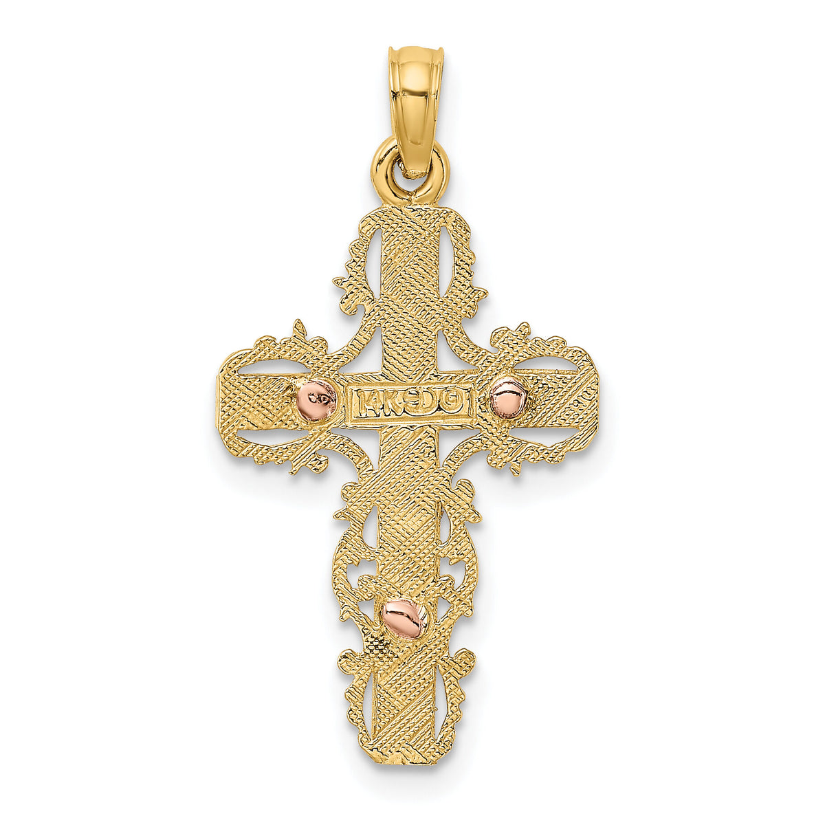 14k Two-Tone w/ Lace Trim Crucifix Charm-K9055