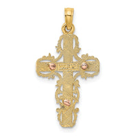 14k Two-Tone w/ Lace Trim Crucifix Charm-K9055