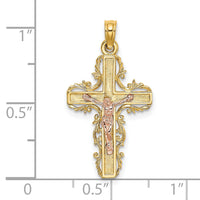 14k Two-Tone w/ Lace Trim Crucifix Charm-K9055