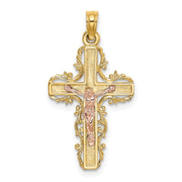 14k Two-Tone w/ Lace Trim Crucifix Charm-K9055